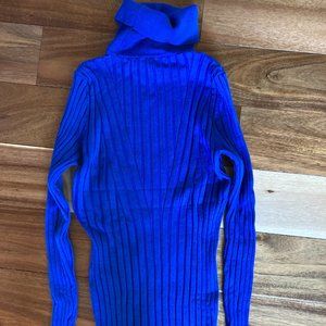 Cobalt blue ribbed turtleneck sweater White House Black Market size S